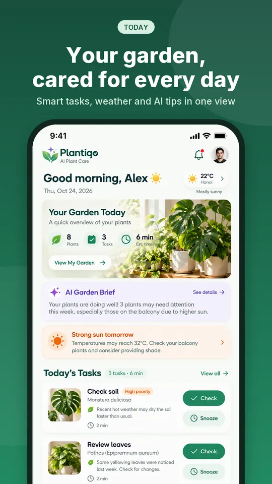 Plantiqo screenshot 1: Your garden, cared for every day